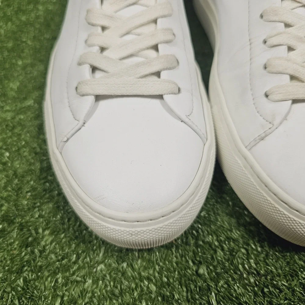 Goodman Brand Edge White Leather Low Top Lace Up Sneakers Mens Size 9